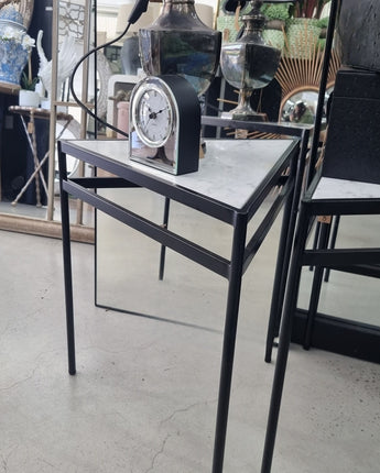 Black & Marble Triangle Side Table