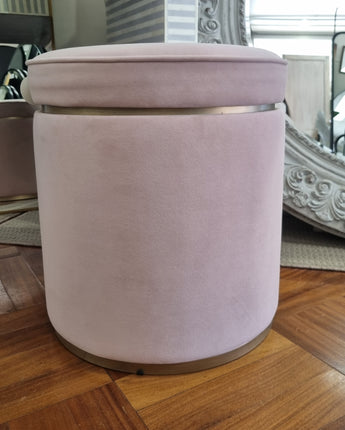 Blush Velvet Storage Stool