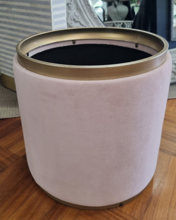 Blush Velvet Storage Stool