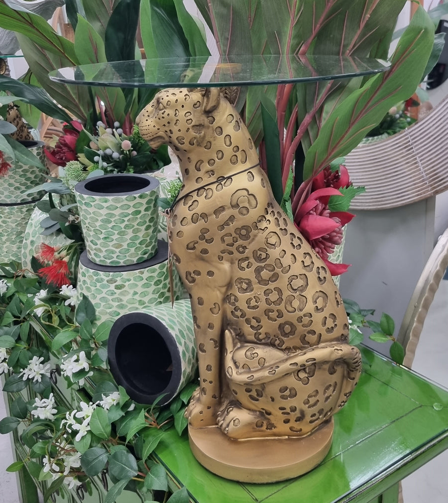 Bleopard Table Antique Gold Leopard Side Table With Glass Top at Marisa Randolph blog
