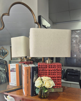 Red Lattice Table Lamp